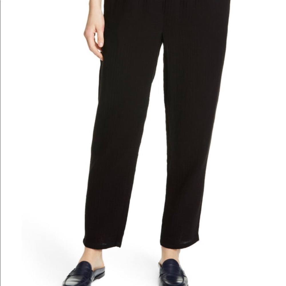 Eileen Fisher black tapered gauze pants